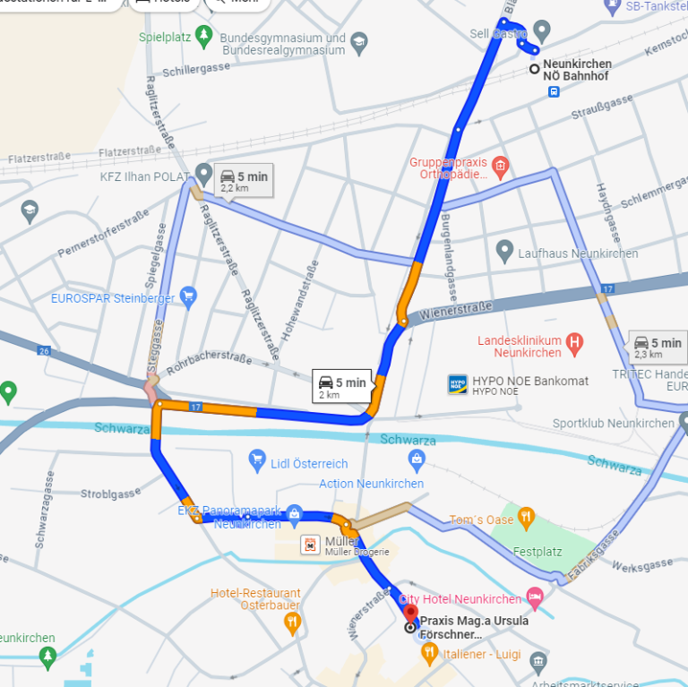Lageplan Gesundheitszentrum Neunkirchen, Gerichtsgasse 8 – Route in Google Maps öffnen